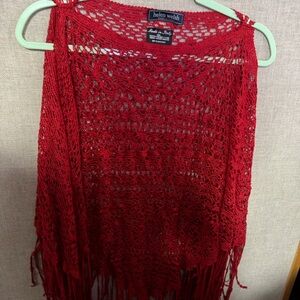 Preloved: Helen Welsh Red Crochet shawl
